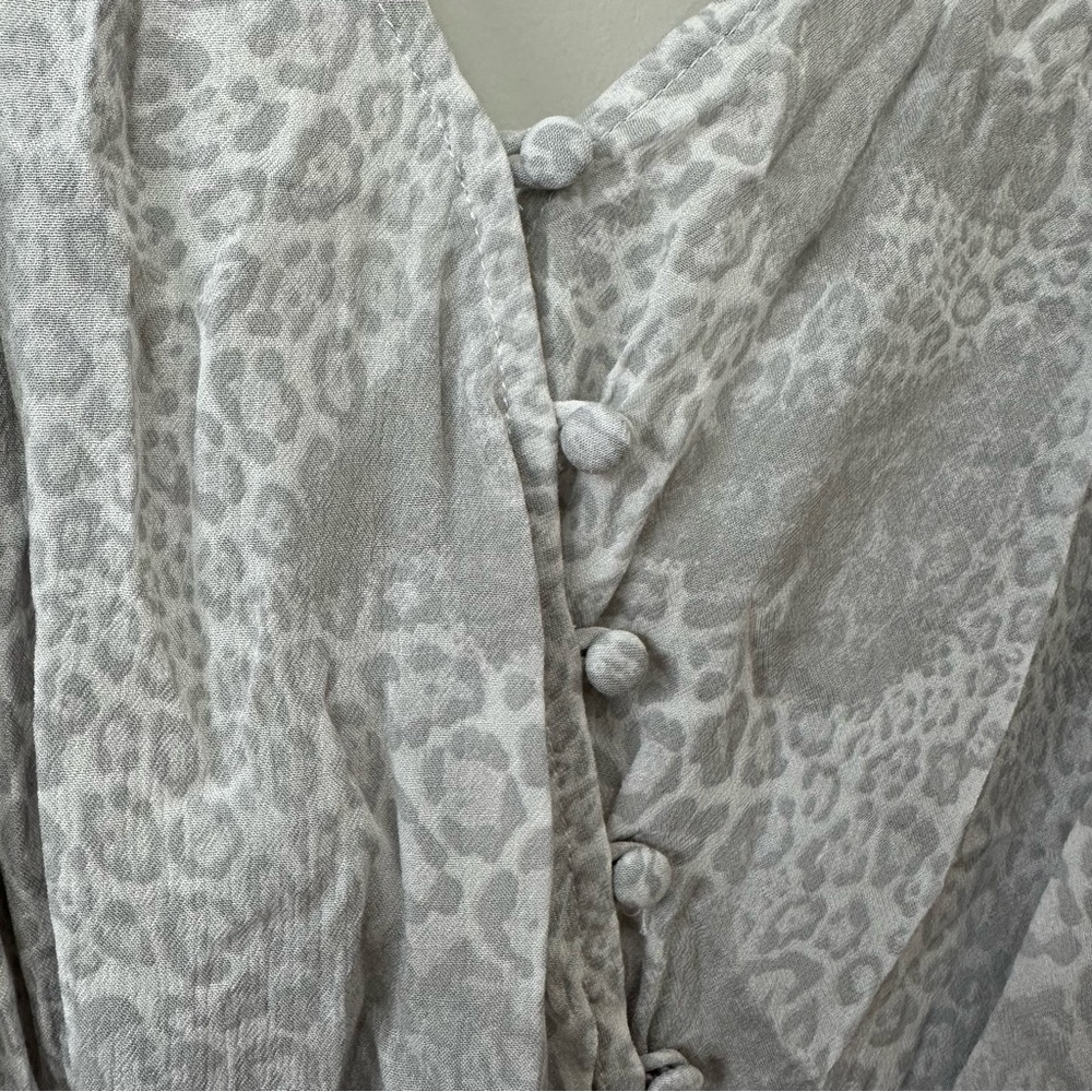 Free People Intimately Siren Bodysuit Silver Gray White Animal Leopard Print - Picture 5 of 9
